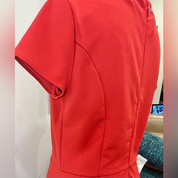 Banana Republic NWT Midi Sheath Dress Red Keyhole Neckline Size 8 - Picture 8 of 11